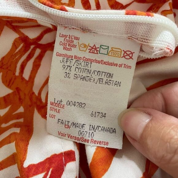 Joseph Ribkoff Skirt Suit Cut Out Jacket Orange Abstract Print 12 - Picture 14 of 15